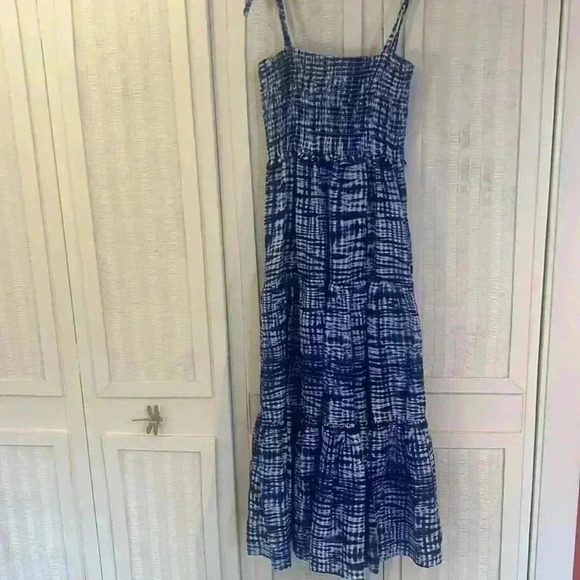 Solid & Striped Indigo Shibori Midi Dress sz L - Picture 11 of 11